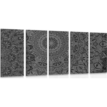 Obraz Dovido 5-dílný obraz stylová Mandala v černobílém provedení