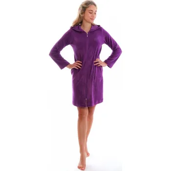 Dámský župan Dámský 3/4 župan s kapucí a dlouhým rukávem BARI Sparkling grape - L