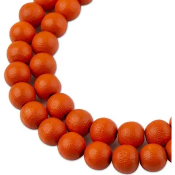 Dětské navlékací korálky Manumi české dřevěné korálky 8 mm oranžové