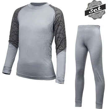 Dětské termoprádlo Sensor Dětský set Sensor Merino Impress triko DR + kalhoty DN šedá/maori
