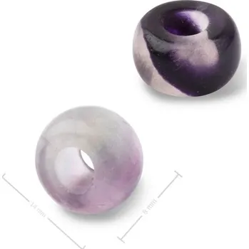 Dětské navlékací korálky Korálek rondelka z minerálu Fluorit s velkým průtahem pro Macramé 14x8 mm