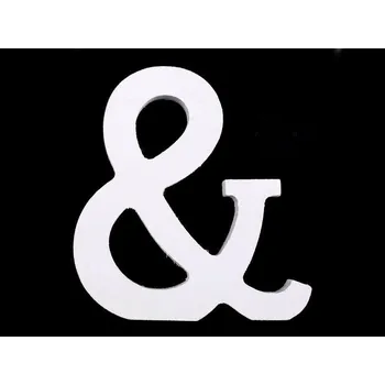 Dřevěná dekorace písmena abecedy výška 8 cm - 26 "&" bílá sněžná