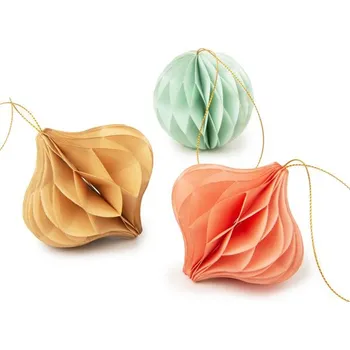 kreativní sada Sada 3 papírových dekorací ve tvaru pastelových vánočních koulí