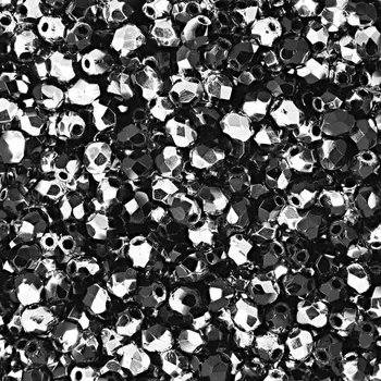 Dětské navlékací korálky Manumi české broušené korálky 3 mm Jet Silver Half Coated