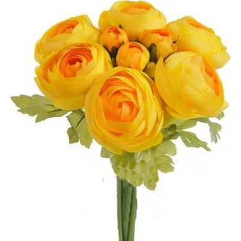 umělá květina Kytice Ranunculus pryskyřník svazek - žlutá