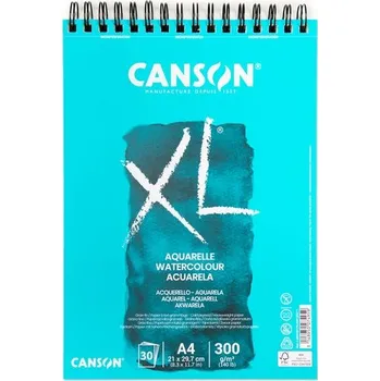 Umělecký papír Canson skicák XL Aquarelle 30 listů A4 300g/m² kroužková vazba