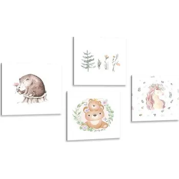Obraz Dovido Set obrazů zvířátka v jemných tónech