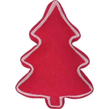 Bytový textil SCANquilt pletený polštářek STROMEK LUREX červenostříbrná/zlatá vánoční dekorace