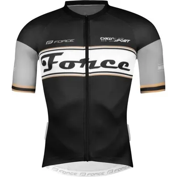 cyklistický dres FORCE Dres s krátkým rukávem FORCE RETRO , černo-zlatý - L