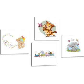 Obraz Dovido Set obrazů barevná zvířátka
