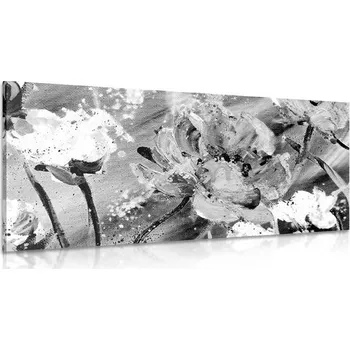 Obraz Dovido Obraz malba květů v černobílém provedení
