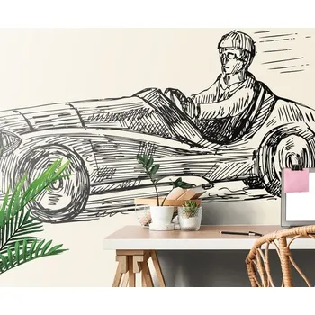 Tapeta Dovido Samolepící tapeta závodní auto v retro provedení
