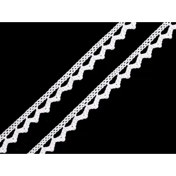 Krajka Bavlněná krajka paličkovaná šíře 9 mm návin 22 metrů - 1 bílá