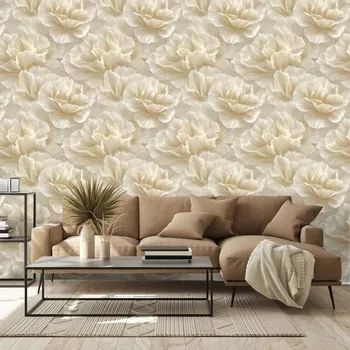 Tapeta Dovido Tapeta krémové květy ve vintage stylu