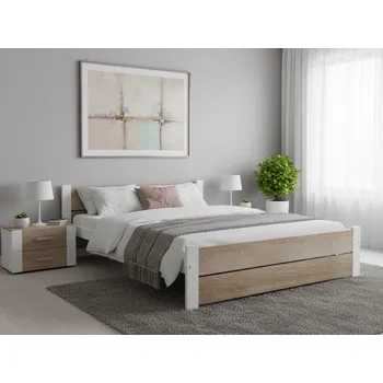 Postel IKAROS DOUBLE 120 x 200 cm, bílá/dub sonoma Rošt: S lamelovým roštem, Matrace: Matrace Coco Maxi 20 cm