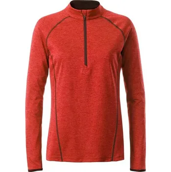 James & Nicholson (Daiber) Dámské funkční tričko s dlouhým rukávem JN497 - Červený melír / titanová | L