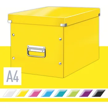 Archivační box Archivační krabice LEITZ WOW Click & Store A4 32 x 31 x 36 cm, žlutá