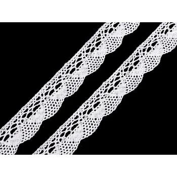 Krajka Bavlněná krajka šíře 22 mm paličkovaná návin 22,5 m - 1 bílá