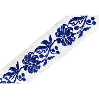 Stuha Stuha vzorová krojovka 22 mm METRÁŽ - 42 modrá