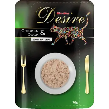 Krmivo pro kočku Miau Miau Desire premium s trhaným masem Kuře a Kachna 70 g