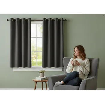 Závěs Zatemňovací krátký závěs s kroužky "BLACKOUT" NEW VITORIA 135x160 cm grafitová (cena za 1 kus) Mybesthome