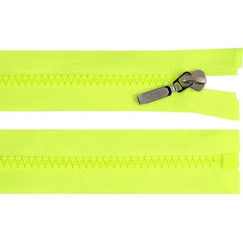 Galanterie Kostěný zip No 5 délka 50 cm s ozdobným jezdcem - 229 žlutá neon