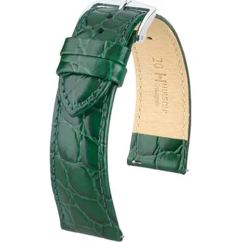 Řemínek na hodinky Řemínek Hirsch Crocograin - zelený - 16 mm - M – Střední délka - 14 mm - Zlatá + 5 let záruka a dárek ZDARMA