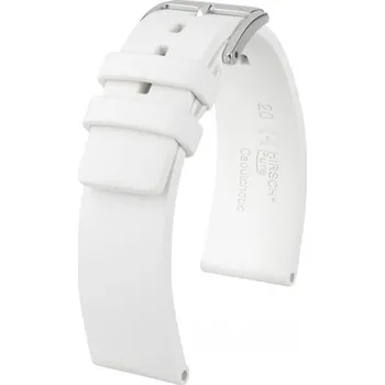 Řemínek na hodinky Řemínek Hirsch Pure - bílý - 20 mm - M – Střední délka - 18 mm - Stříbrná + 5 let záruka a dárek ZDARMA