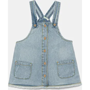 Dámské šaty Dětské džínové šaty United Colors of Benetton modrá barva, mini, 45A7AT01C 45A7AT01C.W.Seasonal 50X, vel. 82