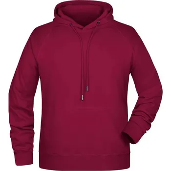 Pánská mikina James & Nicholson (Daiber) Pánská mikina s kapucí z biobavlny 8024 - Vínová | 4XL