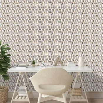 Tapeta Dovido Tapeta hnědo-béžová geometrie na šedé