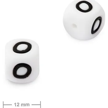 Korálek Silikonový korálek kostka 12 mm s písmenem O