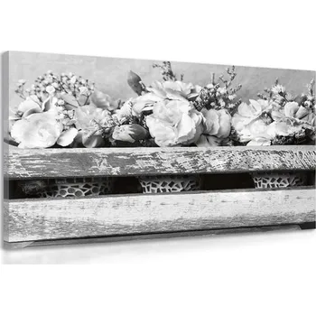 Obraz Dovido Obraz černobílé květiny v bedýnce bez srdíčka