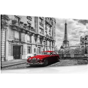 Obraz Dovido Obraz červené retro auto v Paříži