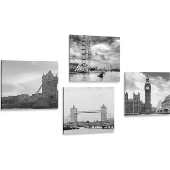 Obraz Dovido Set obrazů tajemný Londýn v černobílém provedení