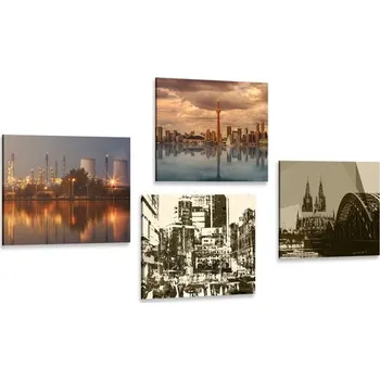 Obraz Dovido Set obrazů průmyslové město s abstrakcí