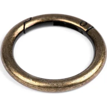 Karabina kroužek na klíče / kabelky Ø34 mm - 4 staromosaz