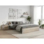 Postel IKAROS 140 x 200 cm, dub sonoma/šedá Rošt: S lamelovým roštem, Matrace: Matrace Deluxe 10 cm