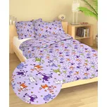 Povlečení bavlna do postýlky Kočky fialové 90x130, 45x60 cm