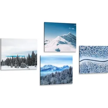 Obraz Dovido Set obrazů krásy zasněžené přírody