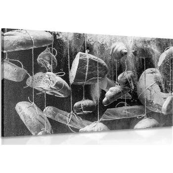 Obraz Dovido Obraz visící pečivo na laně v černobílém provedení