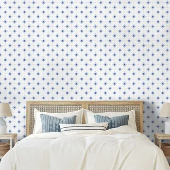 Tapeta Dovido Samolepící fototapeta modré květinové ornamenty