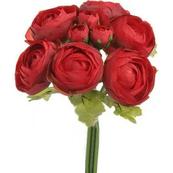 umělá květina Umělý Ranunculus pryskyřník svazek červená tmavší