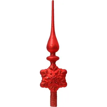 Vánoční ozdoba Vánoční skleněná špička na stromeček červená 1ks, 35x10x4,5 cm - 1