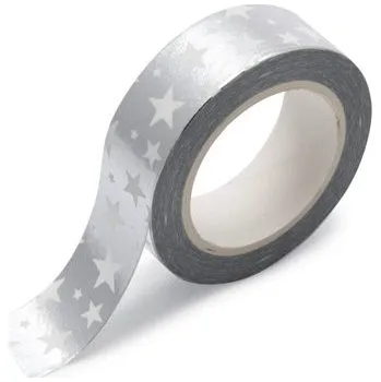 Lepicí páska Washi páska s hvězdami 10m stříbrná