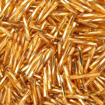 Dětské navlékací korálky PRECIOSA ORNELA Korálky PRECIOSA skleněné trubičky kroucené 15 mm zlaté