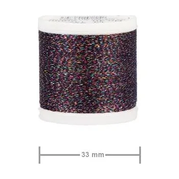 kreativní sada Rico Design Metalická vyšívací příze 200m v černé barvě s duhovými tóny