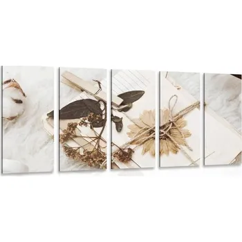 Obraz Dovido 5-dílný obraz sbírka starých listů