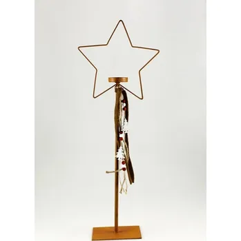 Vánoční dekorace Vánoční kovový svícen ve tvaru hvězdy, 22x8x60 cm