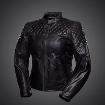 Moto bunda 4SR Dámská kožená bunda na motorku Scrambler Lady Petroleum - Velikost 36